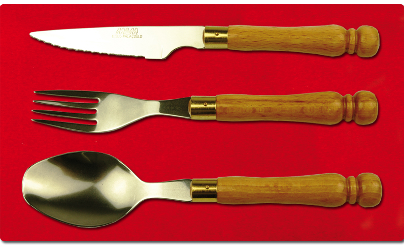 Embalagem de 18 unidades de talher de mesa de madeira ref