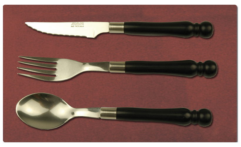 Embalagem com 18 unidades de talher de sobremesa preto  ref