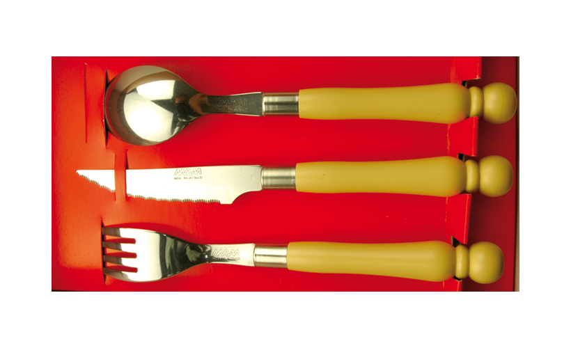 Embalagem de 18 unidades de talheres de sobremesa bege ref