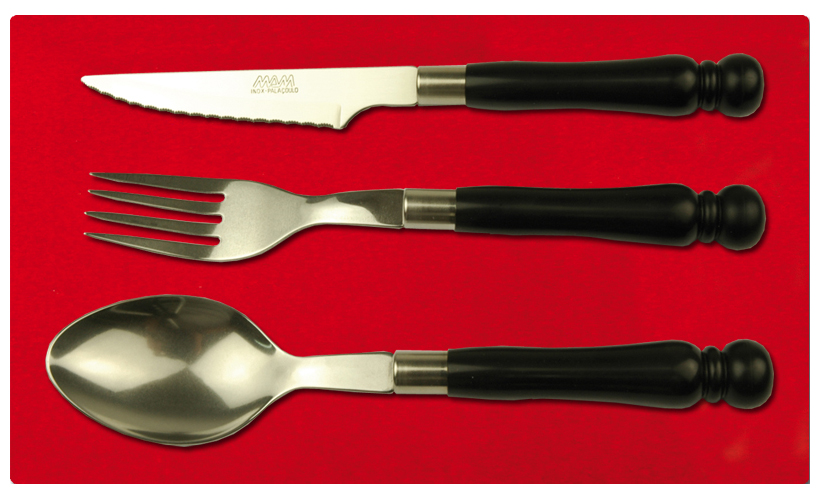 Embalagem de 18 unidades de talher de mesa preto ref