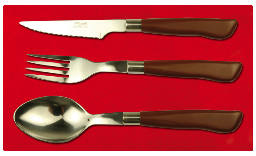 Embalagem de 18 unidades, talher do Douro de mesa castanho ref